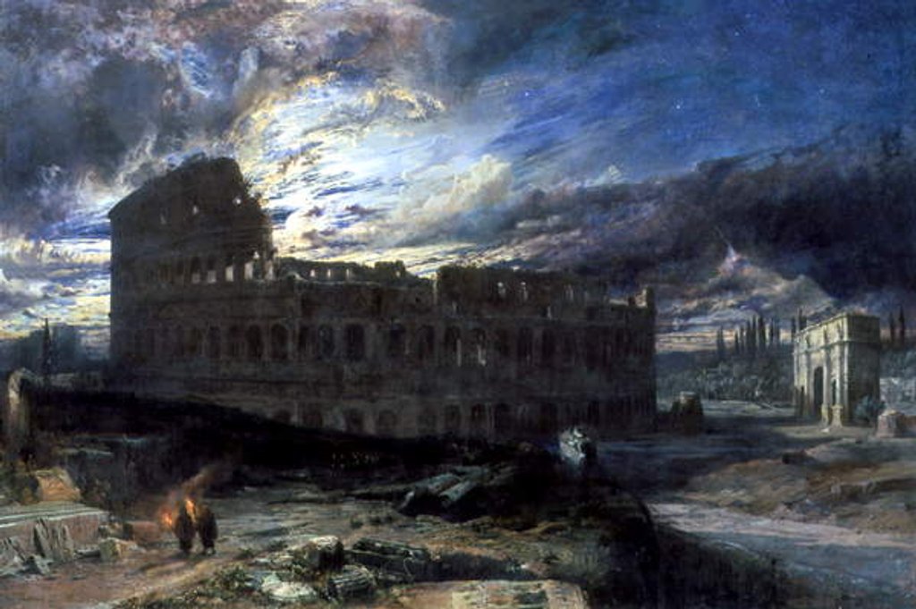 Detail of The Coliseum at Rome by Moonlight, 1859 by Frederick Lee Bridell