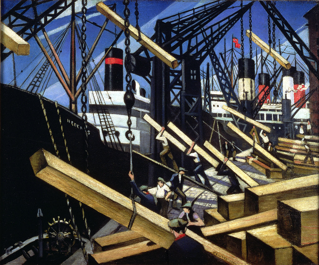 Detail of Loading Timber, Southampton Docks, 1916-17 by Christopher Richard Wynne Nevinson