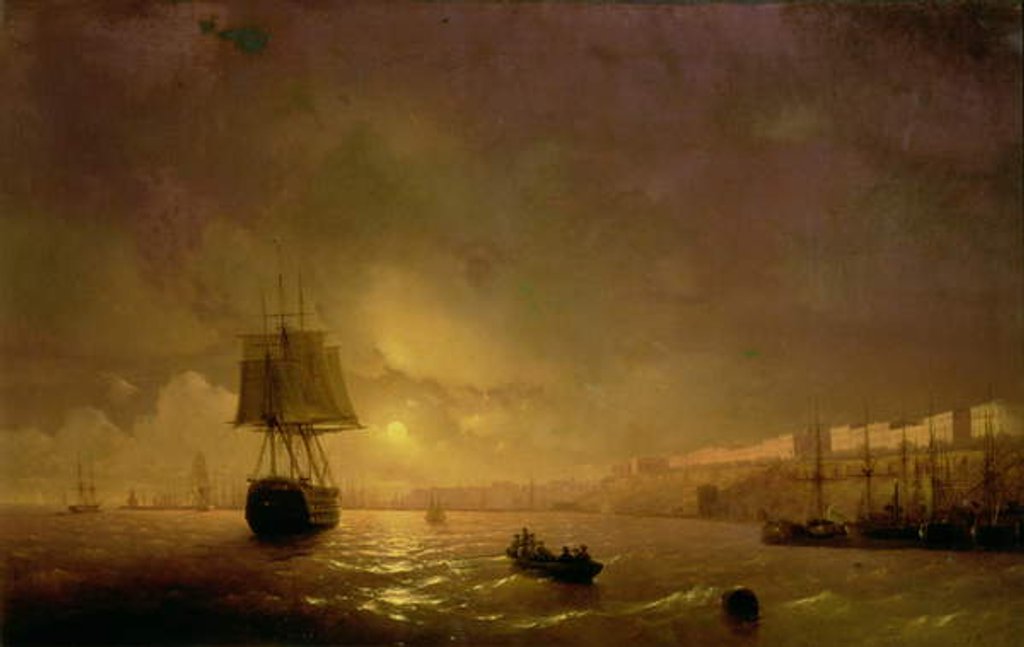 Detail of View of Odessa by Moonlight, 1846 by Ivan Konstantinovich Aivazovsky