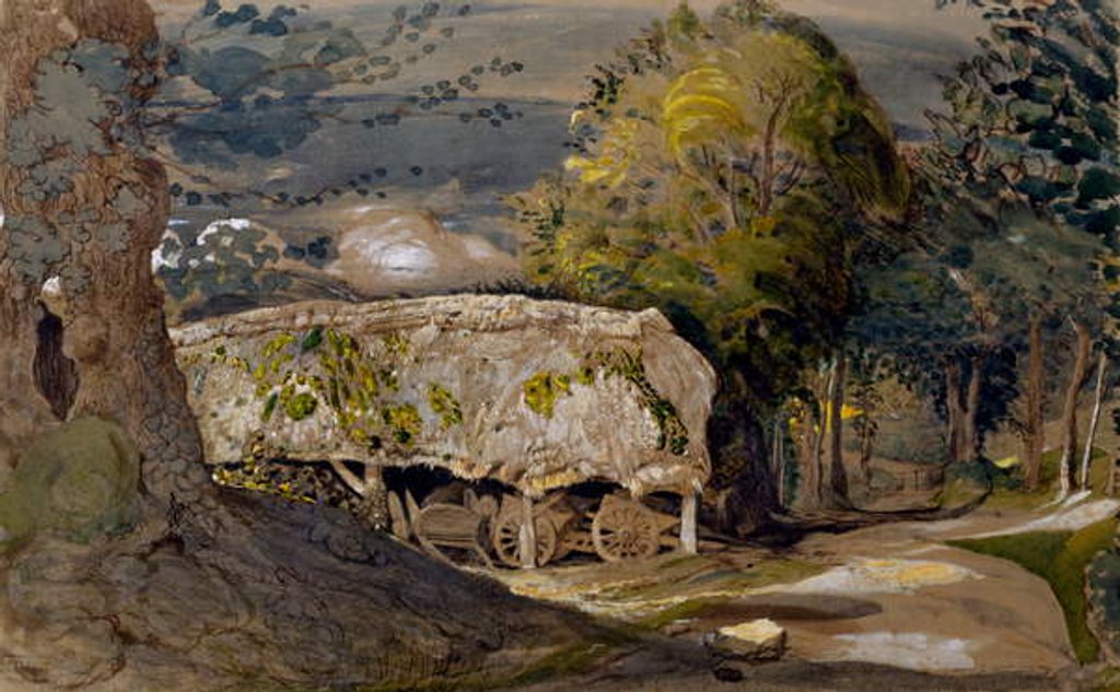 Detail of Landscape with a Barn, Shoreham, Kent by Samuel Palmer