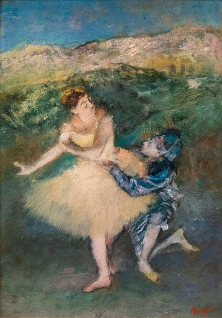 Detail of Harlequin and Colombine. Around 1895. Oil on wood. by Edgar Degas