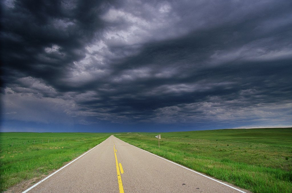 Detail of Oncoming Thunderstorm over Grasslands by Corbis