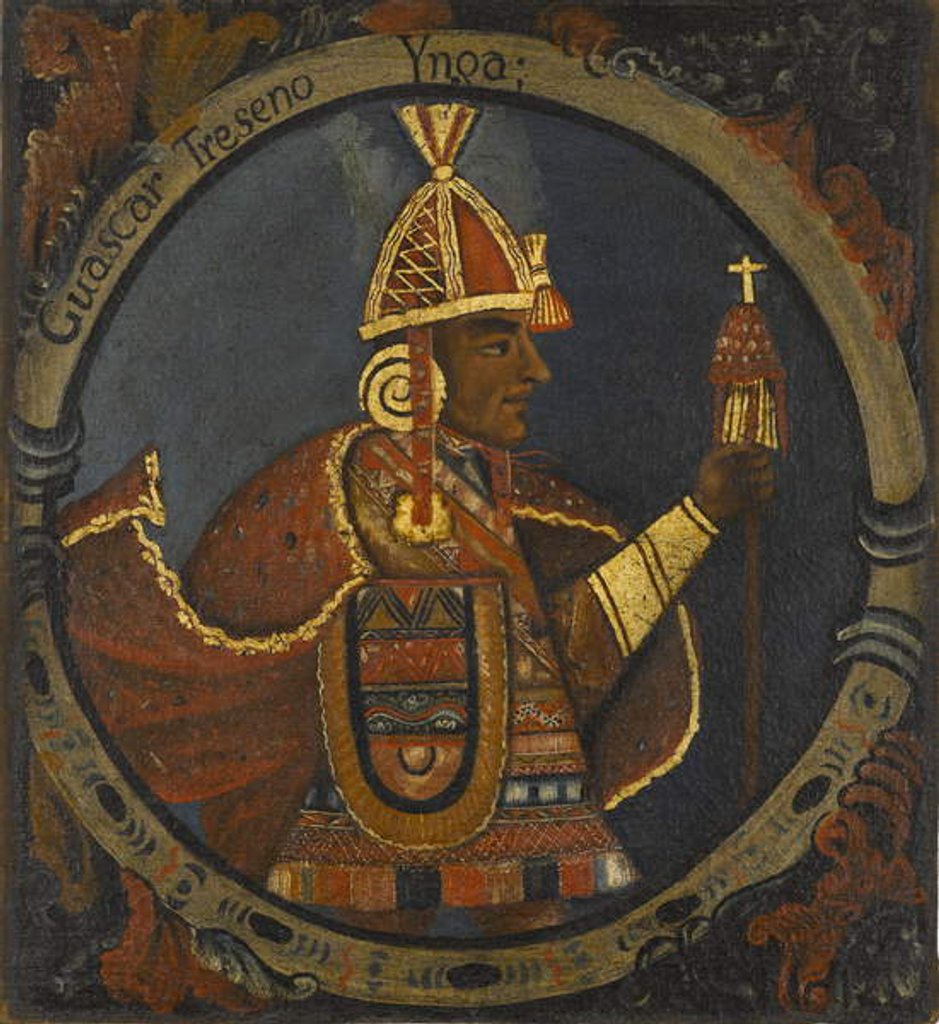 Detail of Tupac Cusi Hualpa 13th Inca King, mid-18th century by School Peruvian