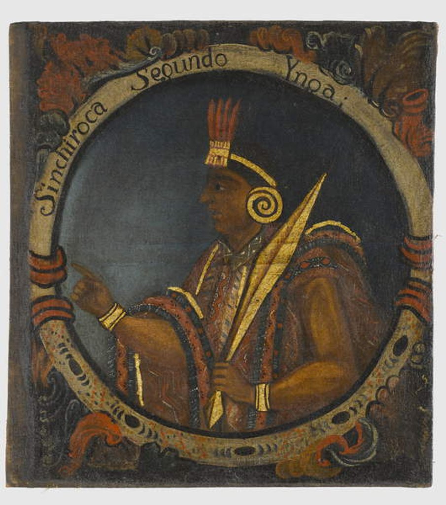 Detail of Sinchi Roca, Second Inca King, mid 18th century by School Peruvian