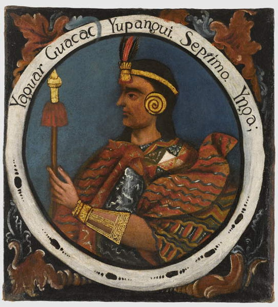 Detail of Yahuar Huacac Yupanqui, Seventh Inca King, mid 18th century by School Peruvian