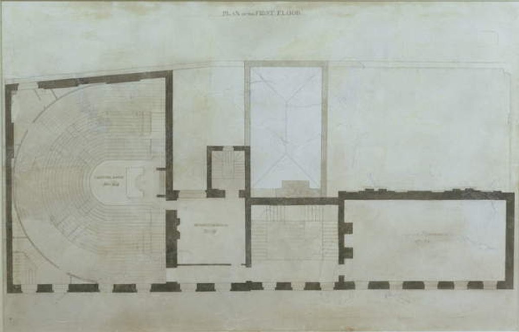 Detail of Plans of the first floor of 21 Albemarle Street after the initial alterations to the house after its acquisition by the Royal Institution, c.1800 by English School