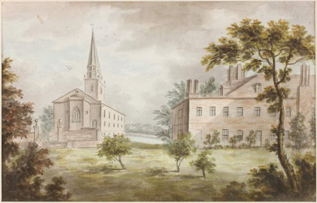 Detail of Church and House in Landscape by William Beilby