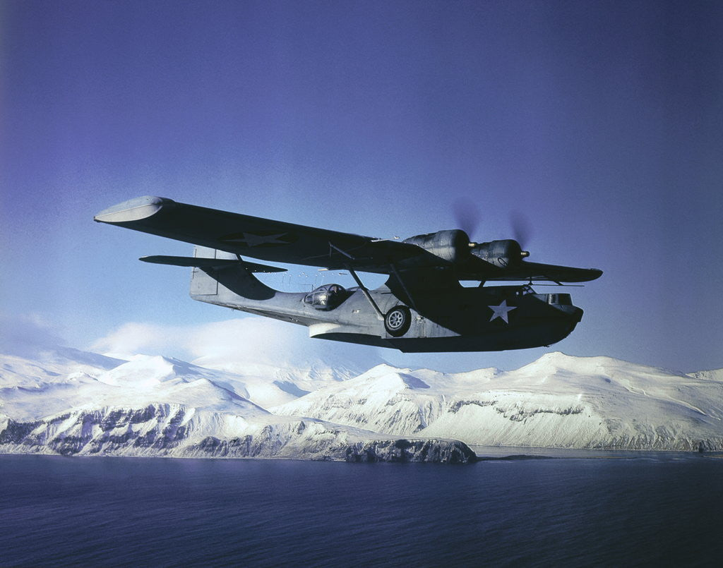 Detail of US Navy PBY Catalina Bomber in Flight by Corbis