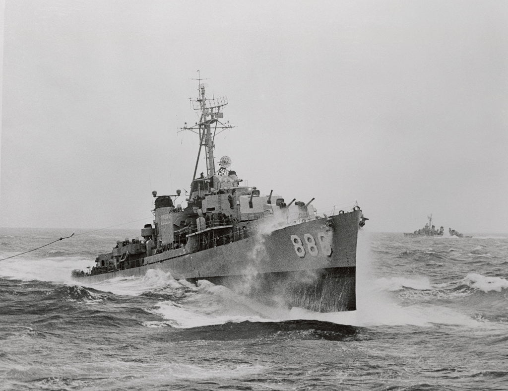 Detail of Destroyer USS Orleck in Rough Seas by Corbis