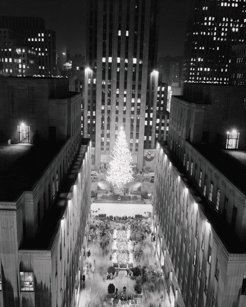 Detail of Aerial View of Rockefeller Center Christmas Tree by Corbis