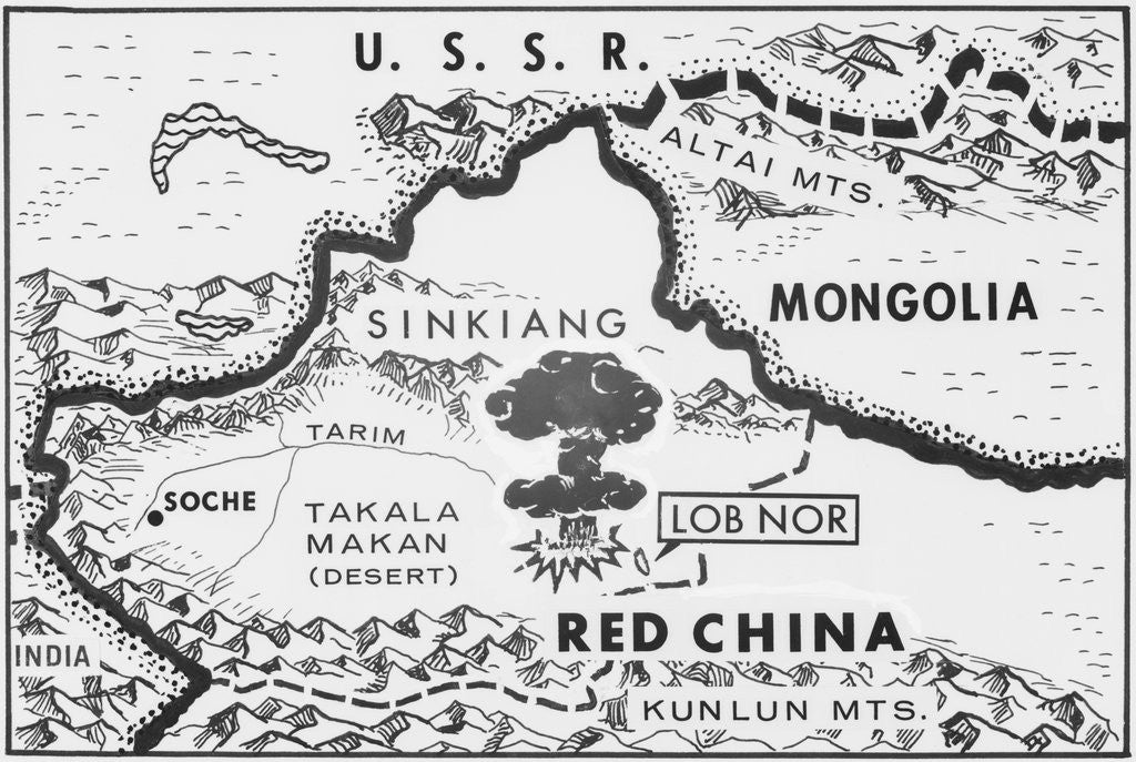 Detail of Map Indicating Chinese Nuclear Explosion by Corbis