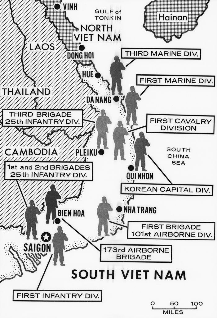 Detail of Map Showing Divisions in the Vietnam War by Corbis