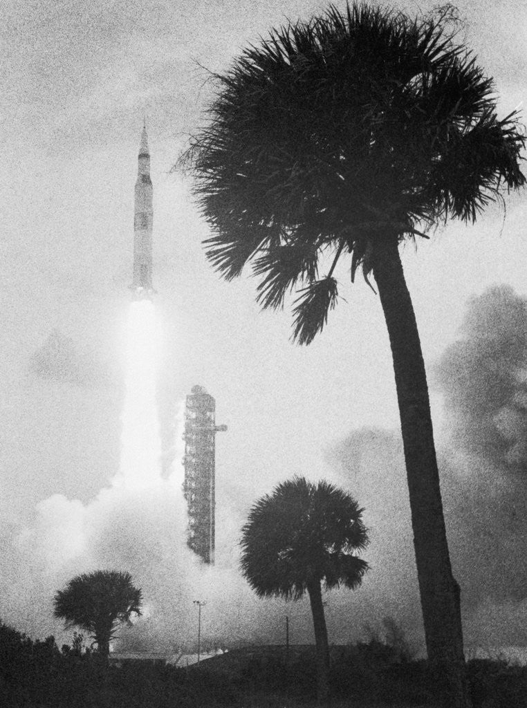 Detail of Ground View of Saturn V Rocket Taking Off by Corbis