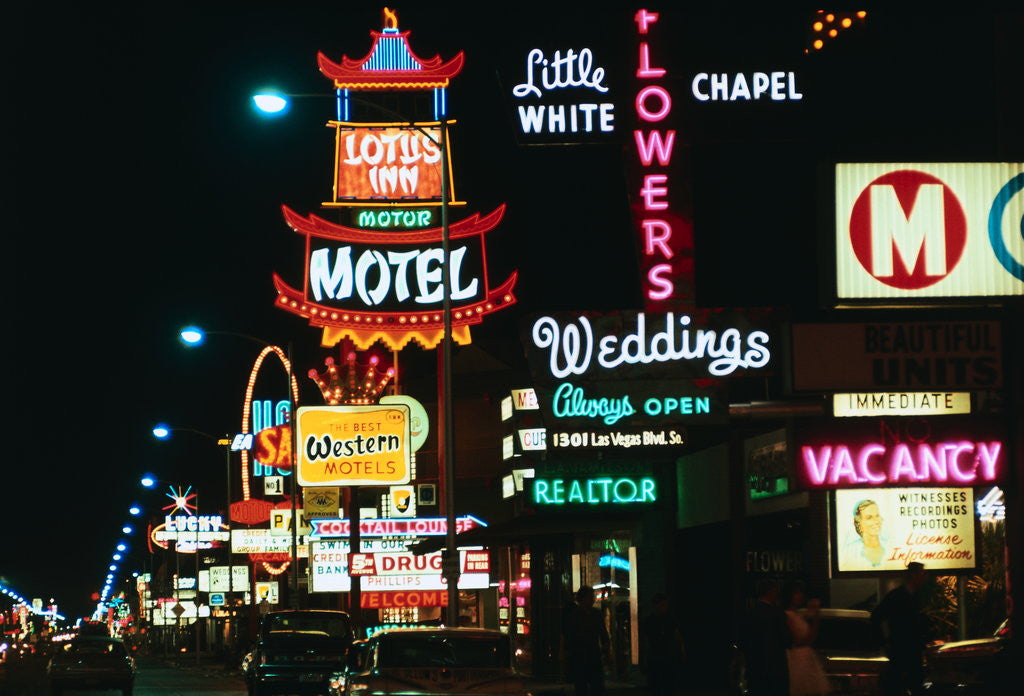 Detail of View of Neon Signs on Las Vegas Street by Corbis