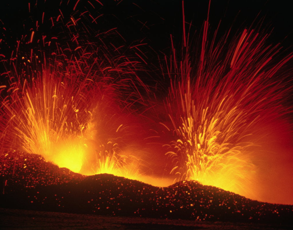 Detail of Mount Etna Erupting at Night by Corbis