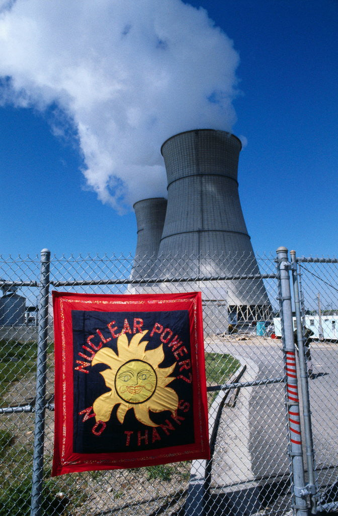 Detail of Sign on fence at nuclear power plant by Corbis