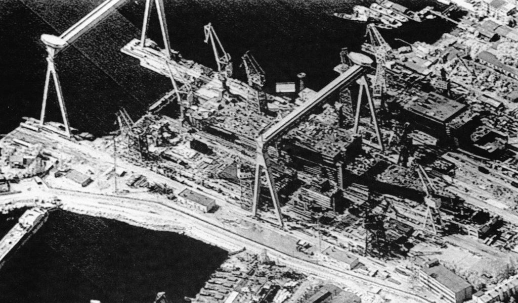 Detail of Aerial View of Soviet Aircraft Carrier by Corbis