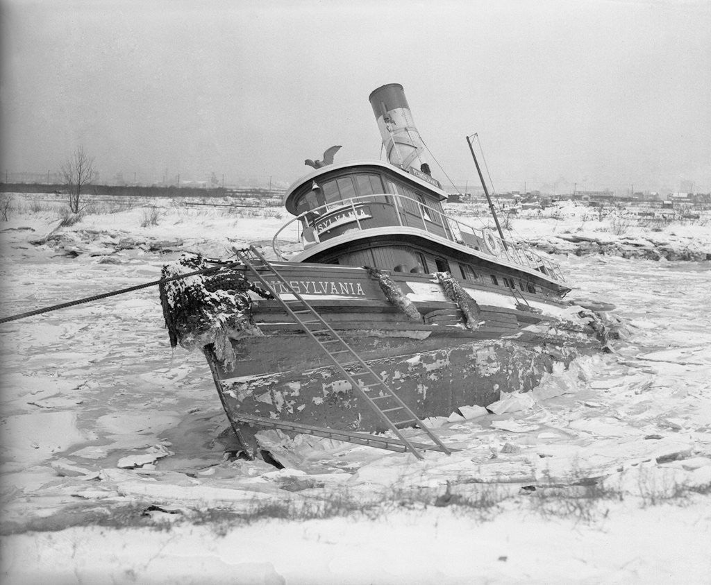 Detail of Large Ship Tilted Underwater by Corbis