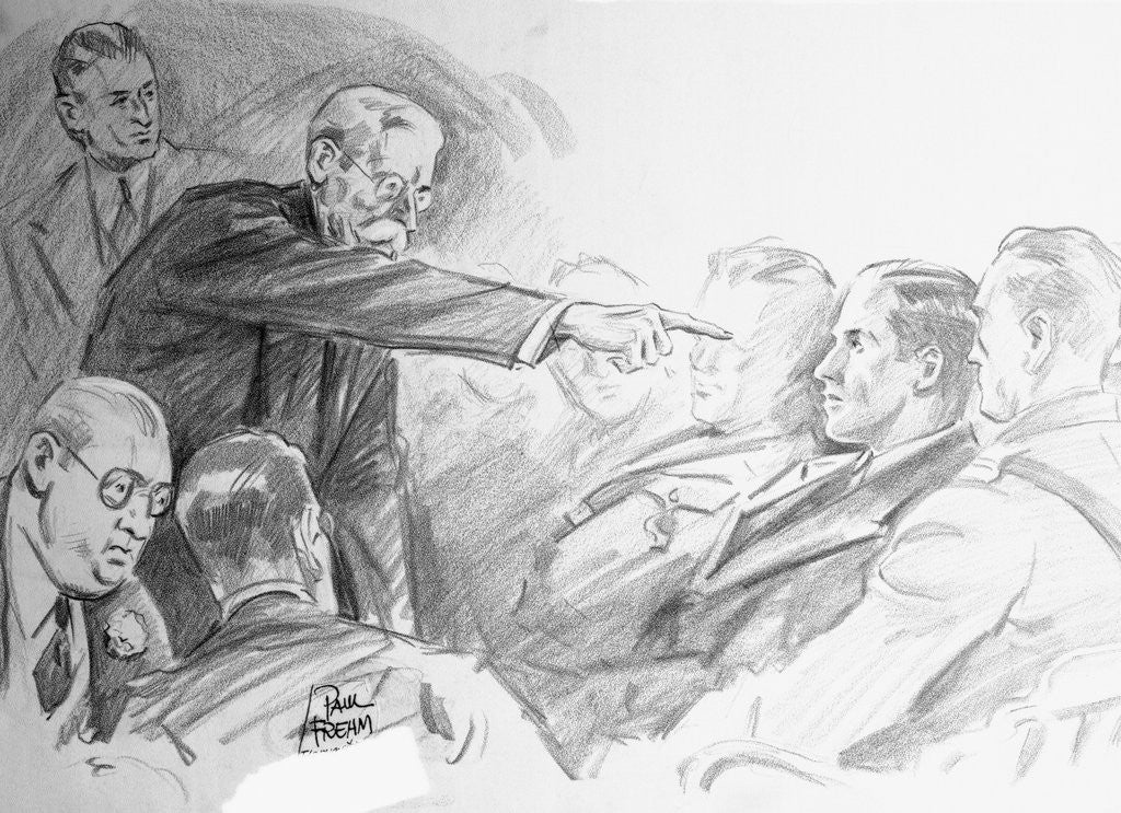 Detail of Sketch Scene from Bruno Hauptmann Trial by Corbis