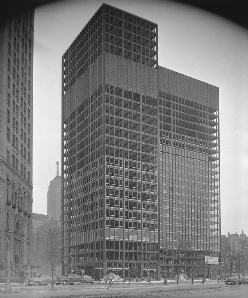 Detail of Futuristic Glass Building in Chicago by Corbis