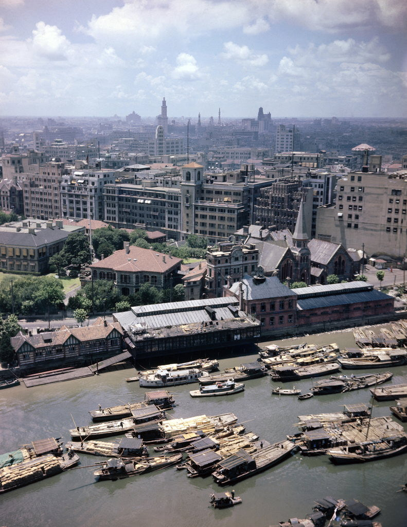 Detail of Aerial View of the City of Shanghai by Corbis