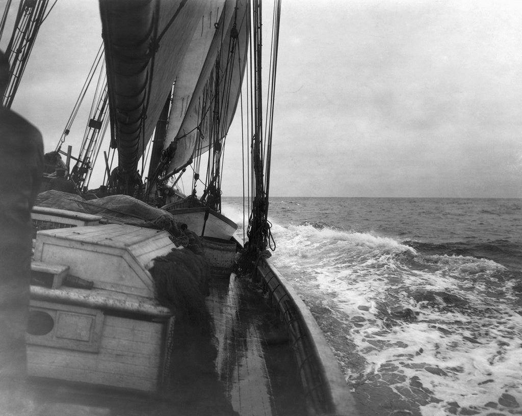 Detail of Fishing Boat at Sea in Rough Weather by Corbis