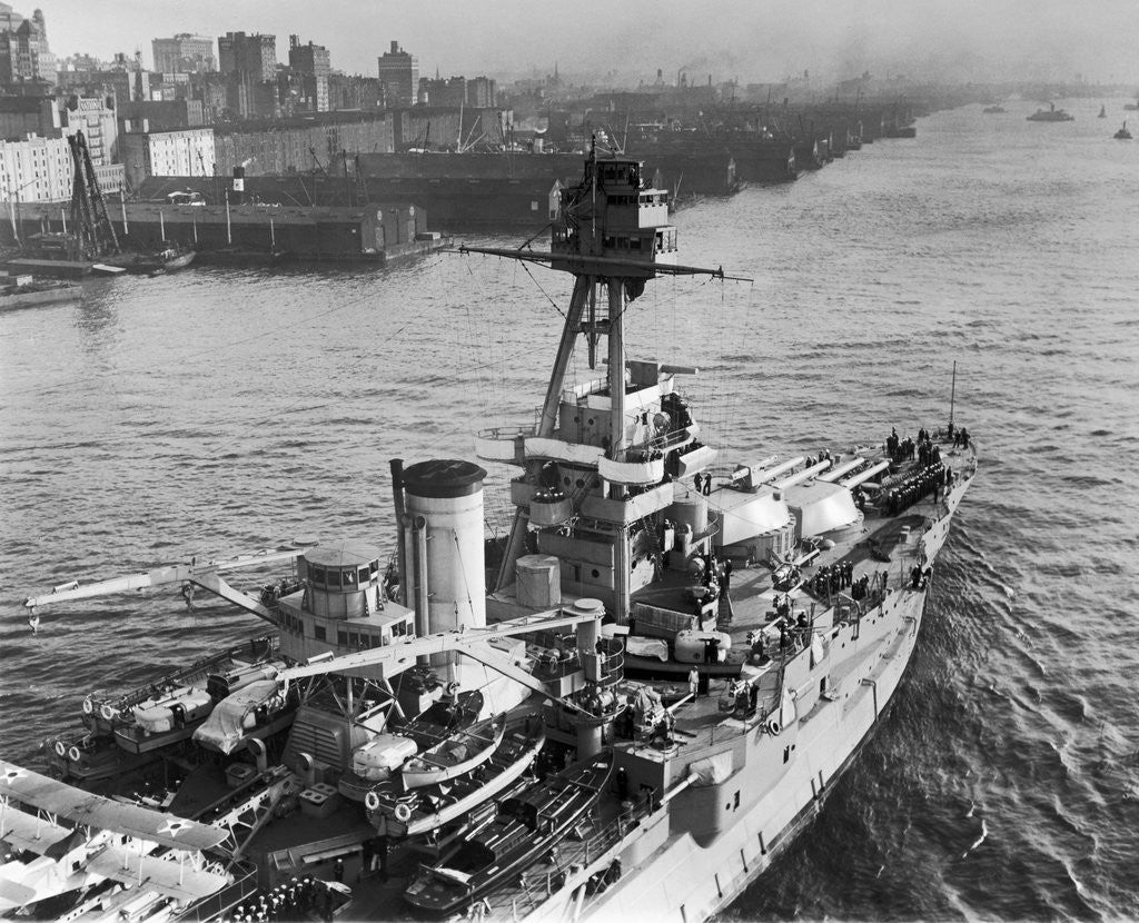 Detail of USS Texas Battleship from Brooklyn Bridge by Corbis