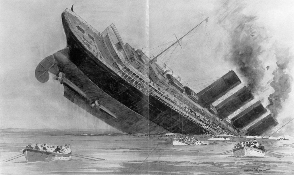 Detail of Illustration of Lusitania Sinking by Corbis