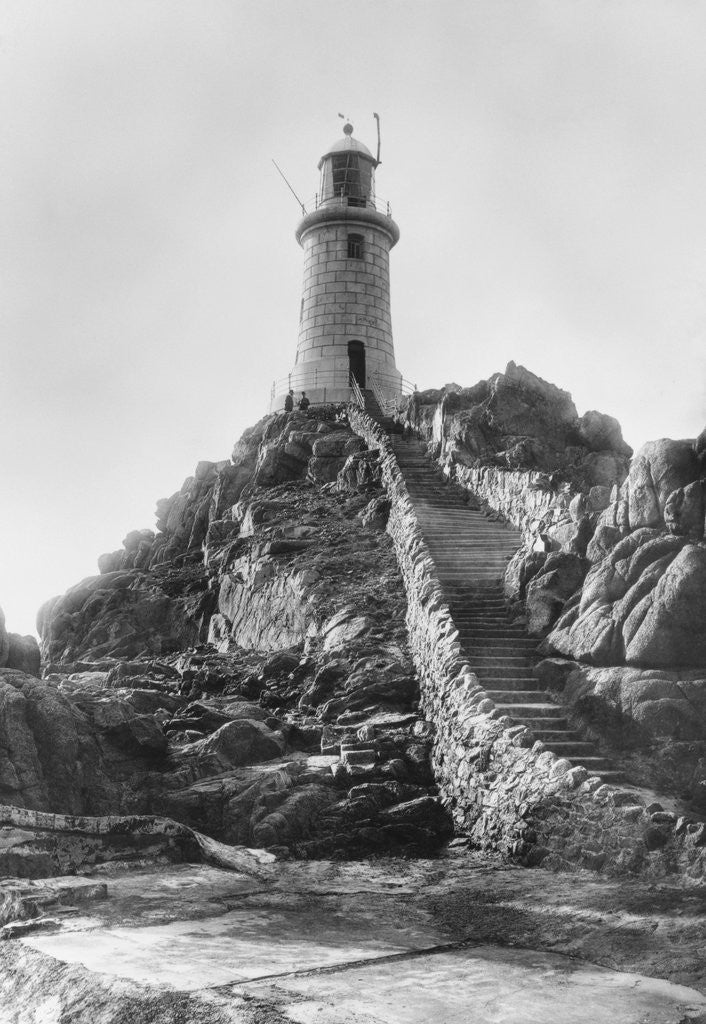 Detail of La Corbiere Lighthouse in the Jersey Channel Islands by Corbis