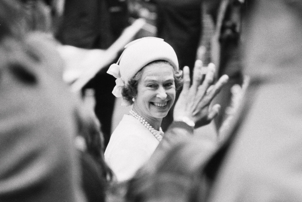 Detail of Her Majesty Queen Elizabeth II is greeted by enthusiastic crowds by Anonymous