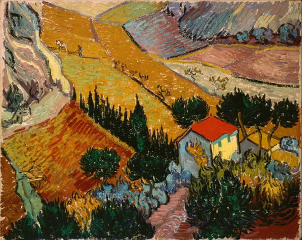 Detail of Landscape with House and Ploughman, 1889 by Vincent van Gogh