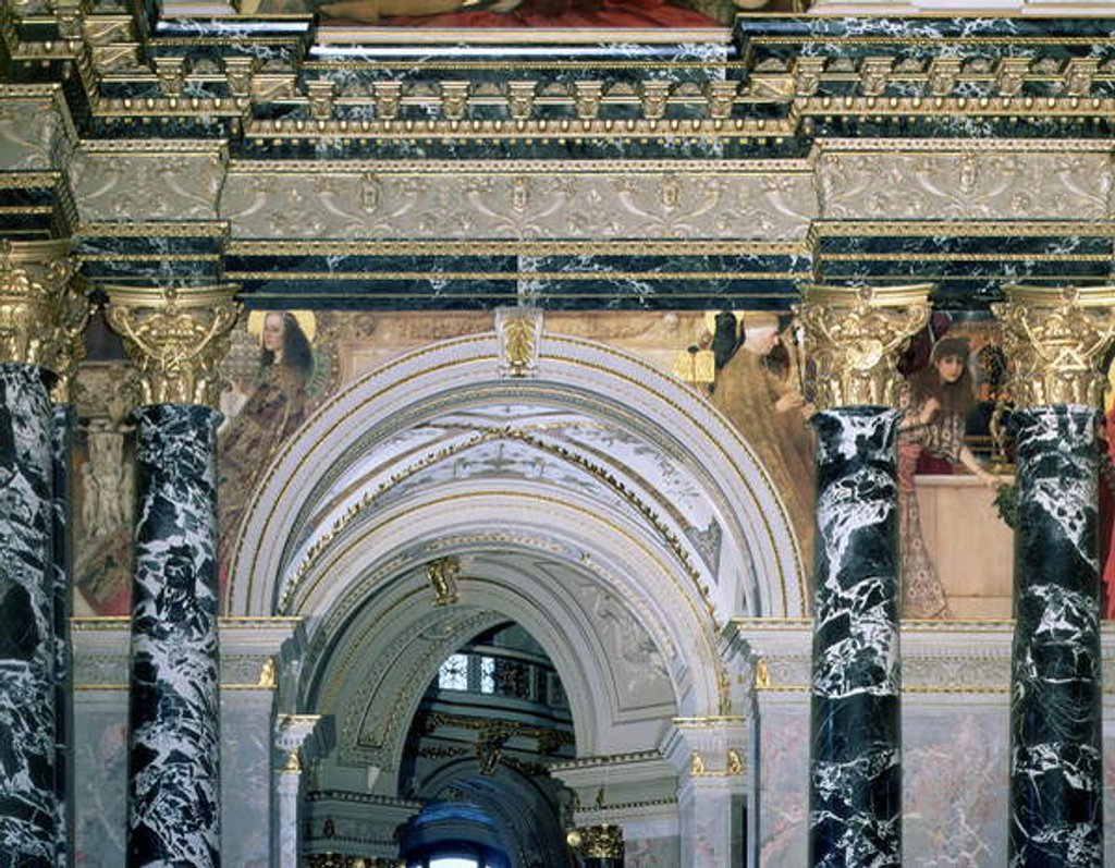 Detail of Interior of the Kunsthistorisches Museum, Vienna, with archway and spandrel decoration depicting figures representing 14th century Rome and Venice by Gustav Klimt