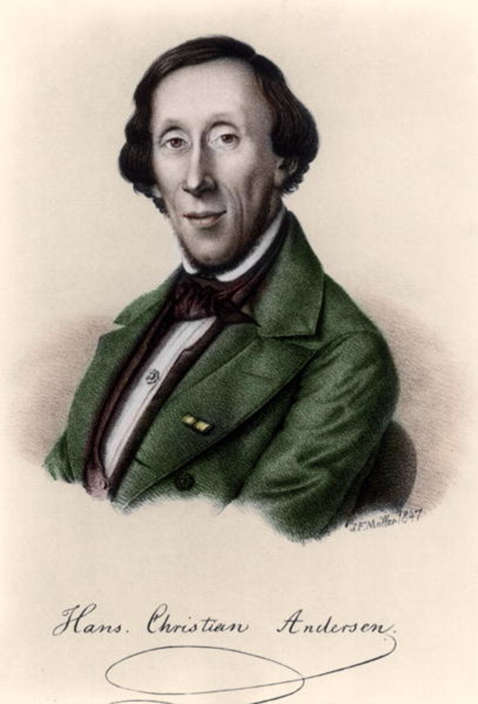 Detail of Portrait of Hans Christian Andersen by Johan Frederick Moller