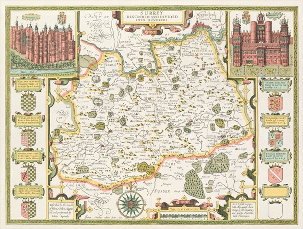 Detail of Map of Surrey by John Speed