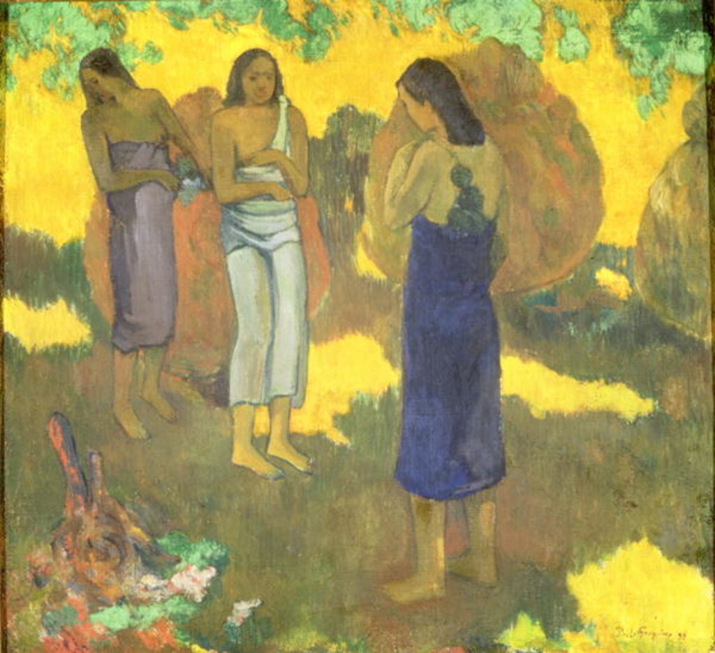 Detail of Three Tahitian Women against a Yellow Background, 1899 by Paul Gauguin