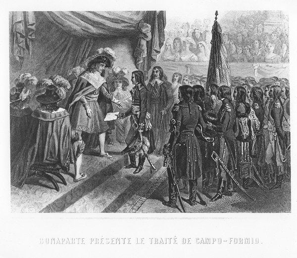 Detail of Napoleon Bonaparte presenting the Treaty of Campo Formio by Denis Auguste Marie (after) Raffet