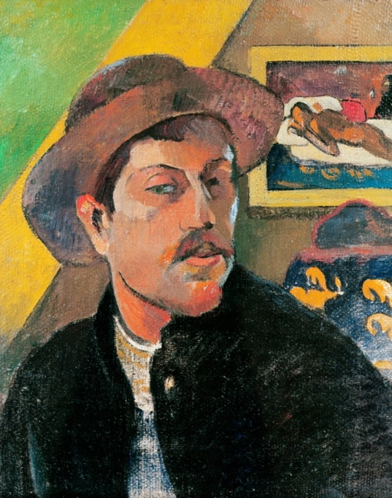 Detail of Self Portrait in a Hat, 1893-94 by Paul Gauguin