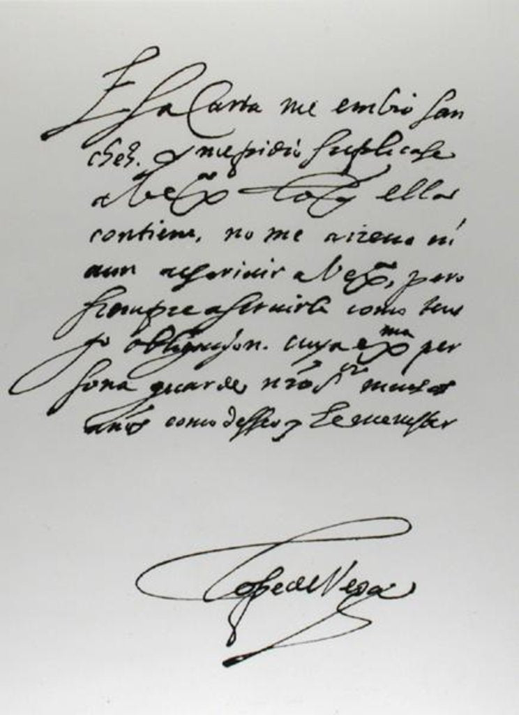 Detail of Signed letter by Lope Felix de Vega Carpio