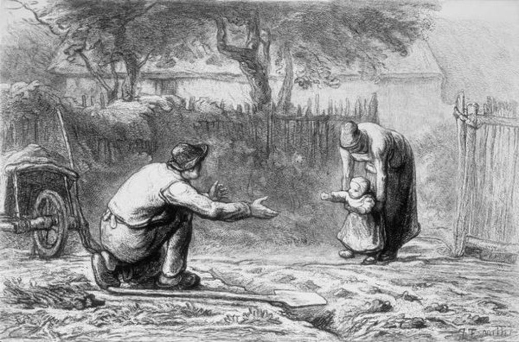 Detail of The First Steps by Jean-Francois Millet