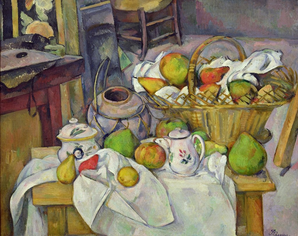 Detail of Still life with basket, 1888-90 by Paul Cezanne