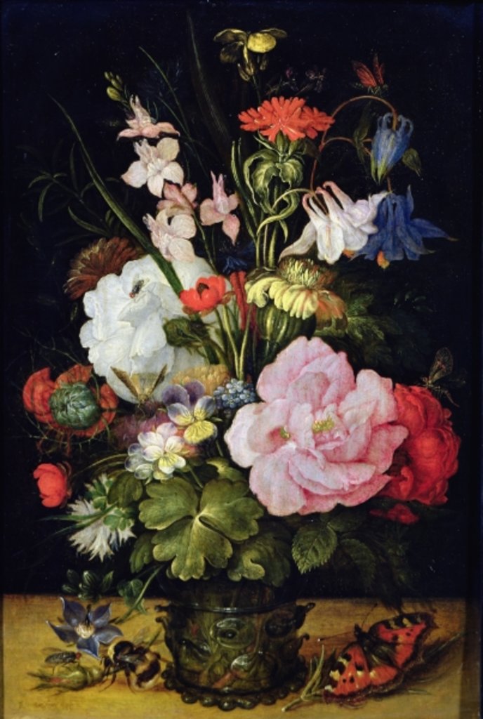 Detail of Flowers in a Vase by Roelandt Jacobsz. Savery