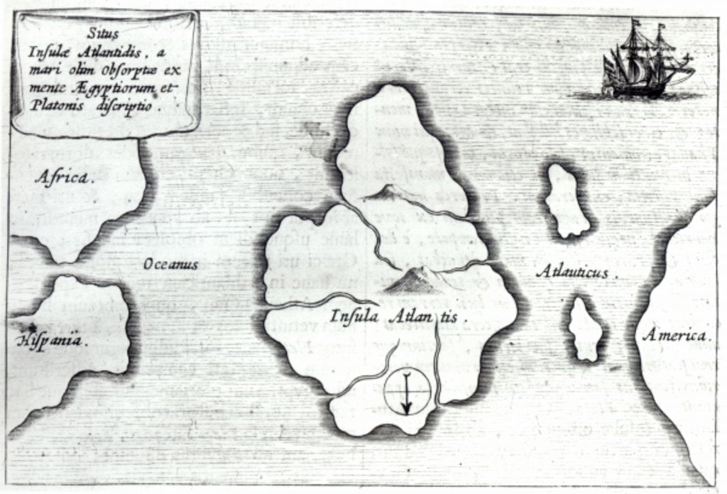 Detail of Map of Atlantis by Athanasius Kircher