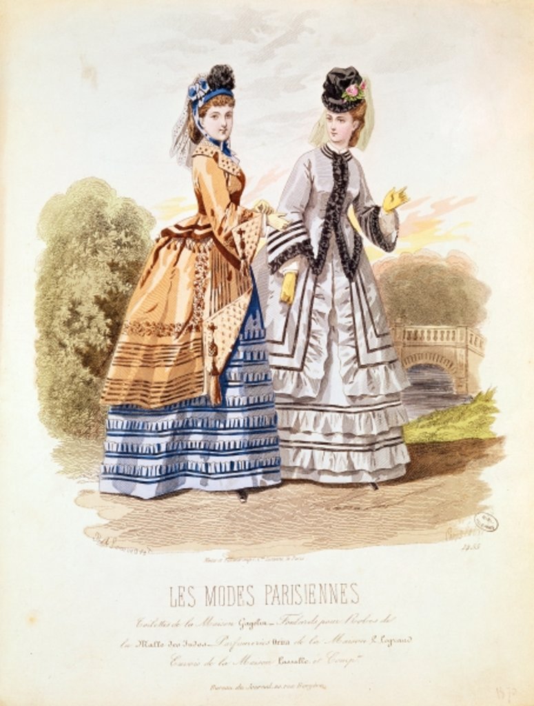 Detail of Fashion plate from 'Les Modes Parisiennes', 1870 by French School