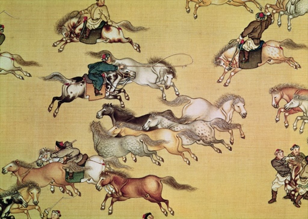 Detail of Voyage of Emperor Qianlong detail from a scroll, Qing Dynasty by Mou-Lan Mou-Lan