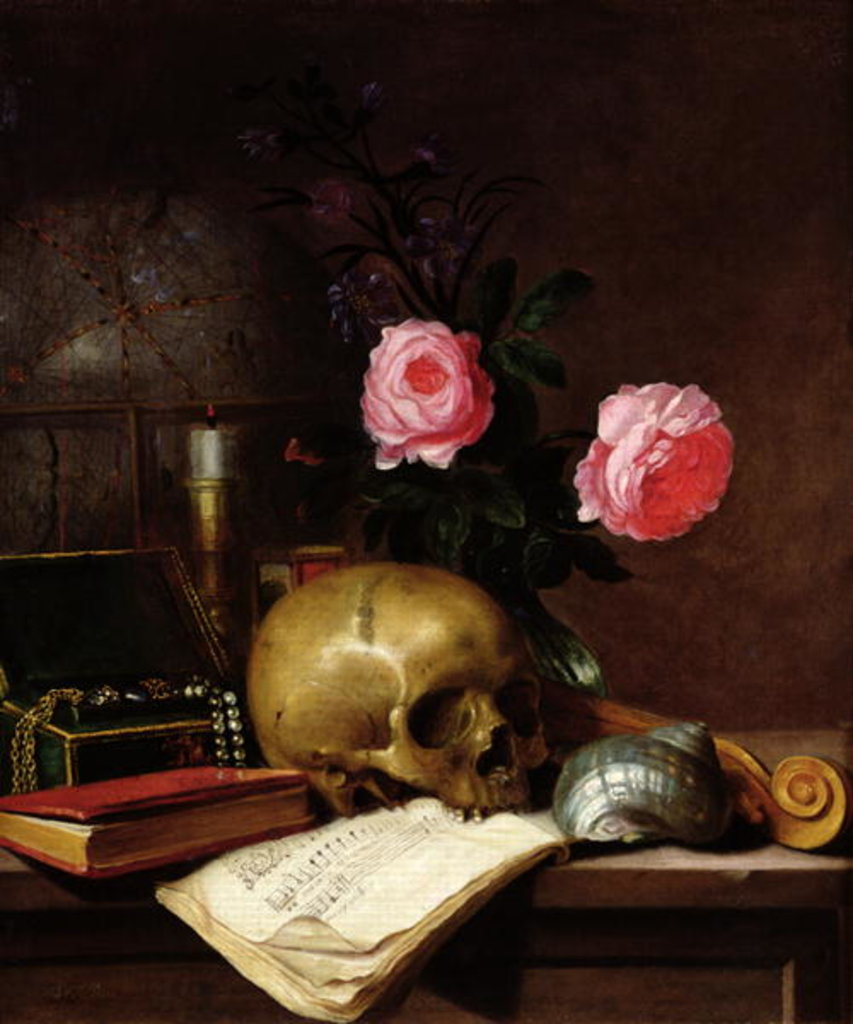 Detail of Still Life with a Skull by Letellier Letellier