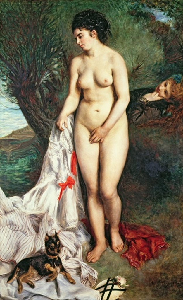 Detail of Bather with a Griffon dog, 1870 by Pierre Auguste Renoir