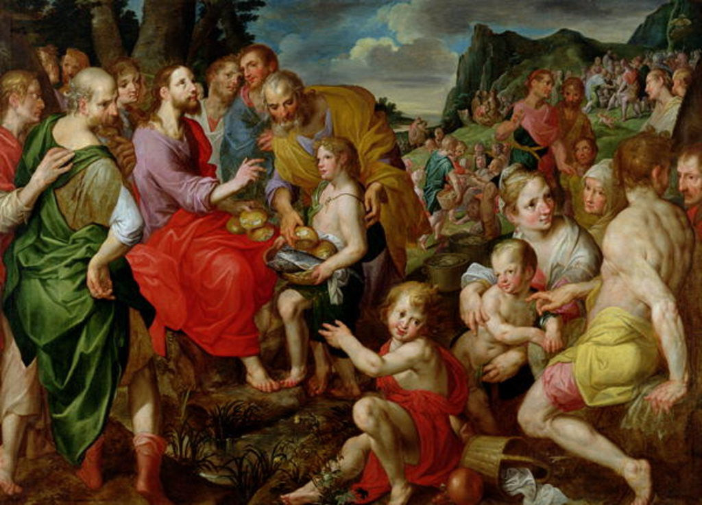 Detail of The Feeding of the Five Thousand by Ambrosius the Elder Francken