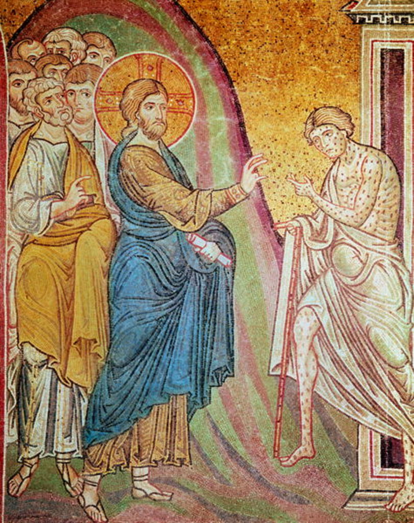 Detail of Jesus healing a leper by Byzantine School