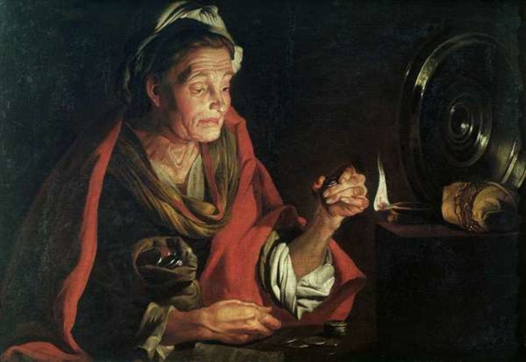 Detail of Avarice by Matthias Stomer