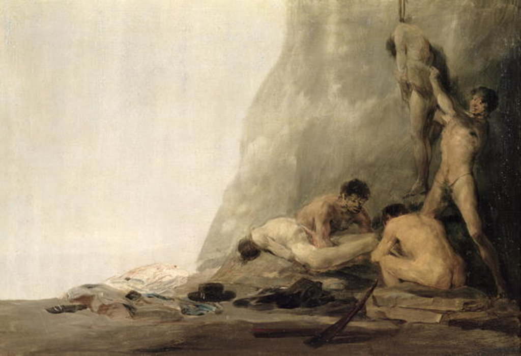 Detail of Cannibals Preparing their Victims, or The Bodies of Jean de Brebeuf and Gabriel Lallemant being skinned by the Iroquois in 1649, c.1800-08 by Francisco Jose de Goya y Lucientes